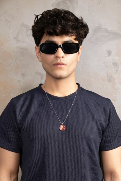 Navy Blue Cotton Textured Base Layer T-Shirt